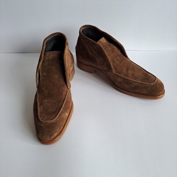 NEW Di Bianco Fidenza Men's Brown Suede Slip On Ankle Boots Shoes - Picture 1 of 16